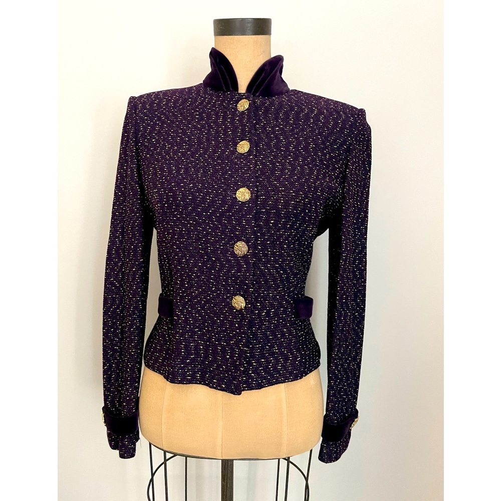 Vintage St. John by Plum Knit Velvet Jacket/Sweater